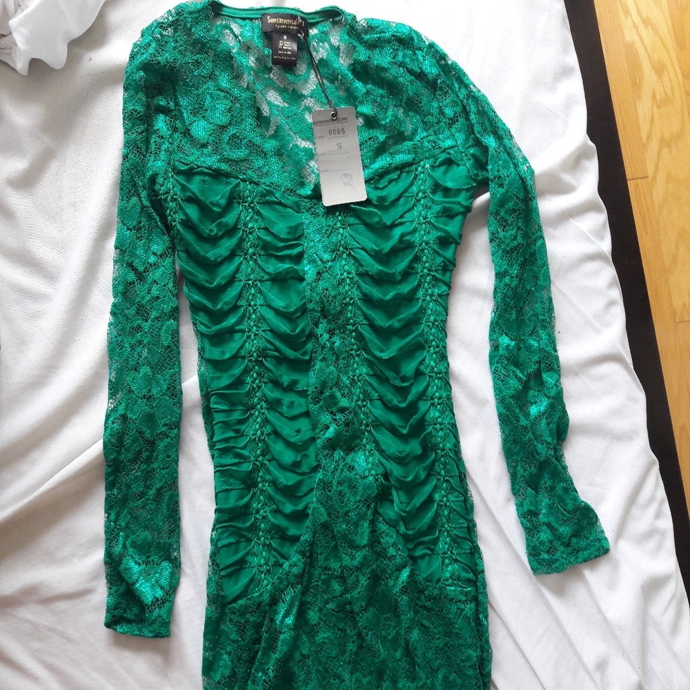 NWT Green Lace Sentimental NY by Sam Hourani Dress